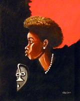 Girl And African Death Mask - Giclee Print Paintings - By John Lane, Realism Painting Artist