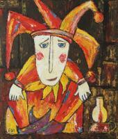 Elin Bogomolnik Gallery - Lonely Clown Oil Painting Bogomolnik - Oil Painting On Canvas