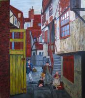 Dickens London Play Ground - Oil On Canvas Paintings - By Cecil Williams, Realism Painting Artist