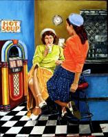 Girl Talk - Oil On Canvas Paintings - By Cecil Williams, Realism Painting Artist