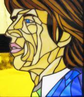 Mick Jagger In Glass - Stained Glass Glasswork - By Cecil Williams, Realism Glasswork Artist