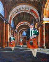 People - 3 Pipers - Oil On Canvas