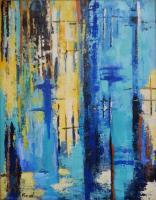 Blue - Oil On Canvas Paintings - By Maria Karalyos, Abstract Painting Artist