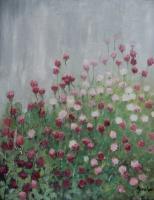 Raining On The Clover Field - Oil On Canvas Paintings - By Maria Karalyos, Impressionism Painting Artist