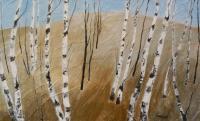Field With Birches - Acrylic On Canvas Paintings - By Maria Karalyos, Abstract Painting Artist