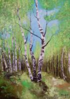Spring Birches - Oil On Canvas Paintings - By Maria Karalyos, Realism Painting Artist