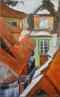 Sighisoare Winter Roofs - Oil On Canvas Paintings - By Maria Karalyos, Realism Painting Artist