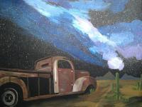 Old Pickup In The Desert - Acrylic Paintings - By Julie Reid, Ok Painting Artist