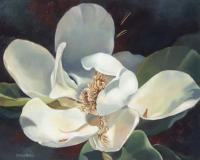 Magnolia - Acrylic And Mixed Media Paintings - By Carolyn Ritter, Realistic Impressionism Painting Artist