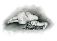 Minerva - Graphite O Paper Drawings - By Jorge Namerow, Nude Figure Drawing Artist