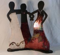 A Gathering Of Sisters - Clay Sculptures - By Christina Sullo, Raku Fired Clay Sculpture Sculpture Artist