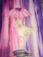 Girl In Rain And Storm - Acrylics Paintings - By Naimishi Nandan, Abstract Painting Artist