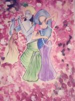 Radha Krishna - Poster Colour Paintings - By Naimishi Nandan, Abstract Painting Artist