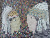 The Tales Of Two Pale Face Indians - Mosaic Ceramics - By Becky Lindsay, Impressionist Ceramic Artist