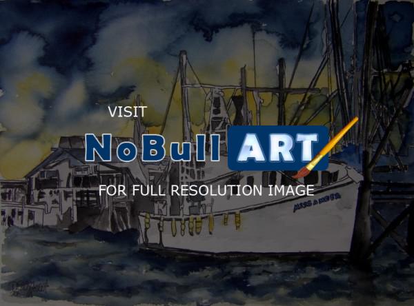 Art Of Derek Mccrea - Tybee Island Gerogia Shrimp Boat - Water Color