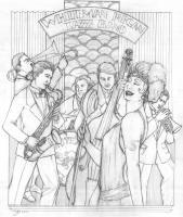 Whiteman Reagan Jazz Band - Pencil  Paper Drawings - By Irene Mazzo, Illustration Drawing Artist