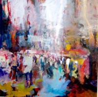 Downtown - Acrylic Paintings - By Alshaikh Aldaw, Impressionist Painting Artist