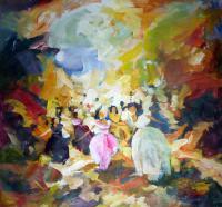 The Dancers 1 - Acrylic Paintings - By Alshaikh Aldaw, Impressionist Painting Artist