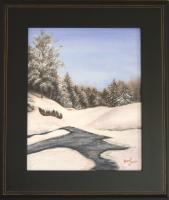 Winter Pond - Acrylic Paintings - By Anna Senko, Realism Painting Artist