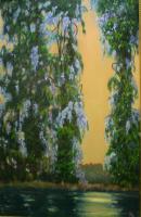 Wysteria In Trees - Oil On Canvas Paintings - By Kathaleen Brewer, Landscape - Impressionism Painting Artist