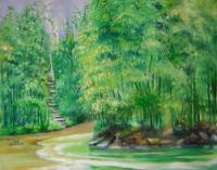 Bamboo Forests - Oil On Canvas Paintings - By Lian Zhen, Impressionistcontemporary Painting Artist