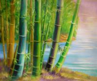 Landscape - Bamboo Green 2 - Oil On Canvas