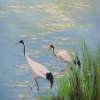 Crane Paradise 3 - Oil On Canvas Paintings - By Lian Zhen, Contemporary Painting Artist