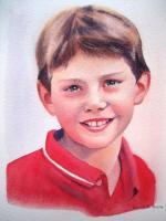 Little Boy - Watercolor Paintings - By Sarah Bent, Portrait Painting Artist