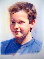 Young Boy - Watercolor Paintings - By Sarah Bent, Portrait Painting Artist