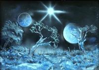 Fantasy World Paintings - Land Of The Stars - Spray Paint On Paperboard