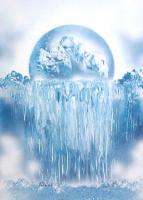 Fantasy World Paintings - Ice Waterfall - Spray Paint On Paperboard