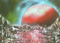 Fantasy World Paintings - The Other Land - Spray Paint On Paperboard