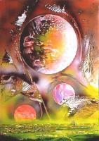 Fantasy World Paintings - Dance Of The Planets - Spray Paint On Paperboard