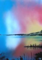 Dawn Twilight - Spray Paint On Paperboard Paintings - By Nandor Molnar, Spray Technique Painting Artist