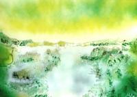 Fantasy World Paintings - Lake Of Transparency - Spray Paint On Paperboard