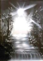 Fantasy World Paintings - Awakening Dream - Spray Paint On Paperboard