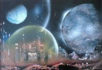 Fantasy World Paintings - Protection - Spray Paint On Paperboard