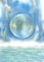 Fantasy World Paintings - Turquoise Dream - Spray Paint On Paperboard