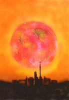Fantasy World Paintings - Orange City - Spray Paint On Paperboard
