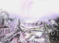 Fantasy World Paintings - Bridge Of Spirits - Spray Paint On Paperboard