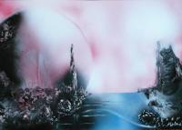 Vision - Spray Paint On Paperboard Paintings - By Nandor Molnar, Spray Technique Painting Artist