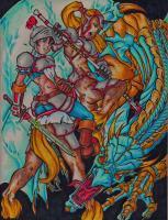 Dragonslayers - Colored Pencilpen Drawings - By Jim Haverlock, Illustration Drawing Artist