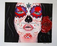 Catrina Day Of The Dead - Watercolor Paintings - By Sandee Ferreira, Traditional Painting Artist