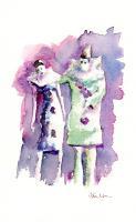 The Rejection Of Pierrot - Watercolour Paintings - By Paul Taylor, Impressionist Painting Artist