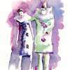 The Rejection Of Pierrot - Watercolour Paintings - By Paul Taylor, Impressionist Painting Artist