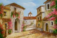 Old Town - Oil On Veneer Paintings - By Karola Kiss, Realism Painting Artist