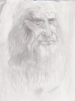 Leonardo De Vinci   Self Portrait - Pencil Drawings - By Bert Davis, Realism Drawing Artist