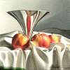 Chrome Compote With Appes - Transparent Watercolor Paintings - By Michael J. Weber Aws, Realistic Painting Artist