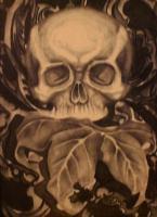 Skullleaf - Charcoal Pencil On Paper Drawings - By Sean King, Surreal Drawing Artist