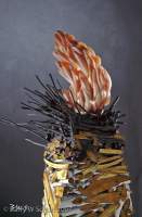 Signal Fire - Wood Paint And Alabaster Sculptures - By Barry Scharf, Representational Sculpture Artist
